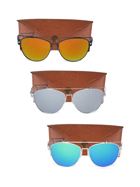 

Swiss Design Unisex Set Of 3 Aviator Sunglasses SDSG30, Orange