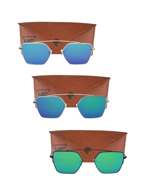 

Swiss Design Unisex Pack Of 3 Square Sunglasses SDSG76, Blue