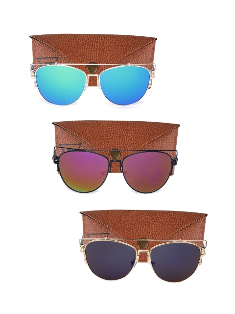 

Swiss Design Unisex Set of 3 UV Protected Aviator Sunglasses SDSG39, Blue