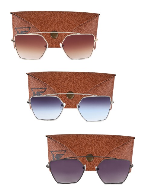 

Swiss Design Unisex Pack of 3 Square Sunglasses SDSG56, Brown