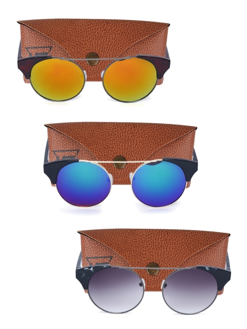 

Swiss Design Unisex Set Of 3 UV Protected Round Sunglasses SDSG16, Blue
