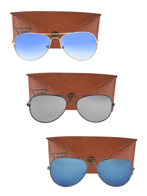 

Swiss Design Unisex Pack Of 3 Aviator Sunglasses SDSG109, Blue