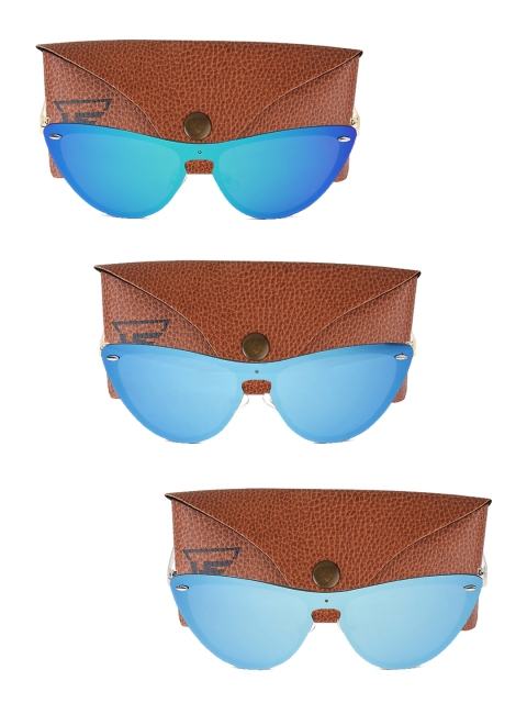 

Swiss Design Unisex Set Of 3 UV Protected Oval Sunglasses SDSG9, Blue