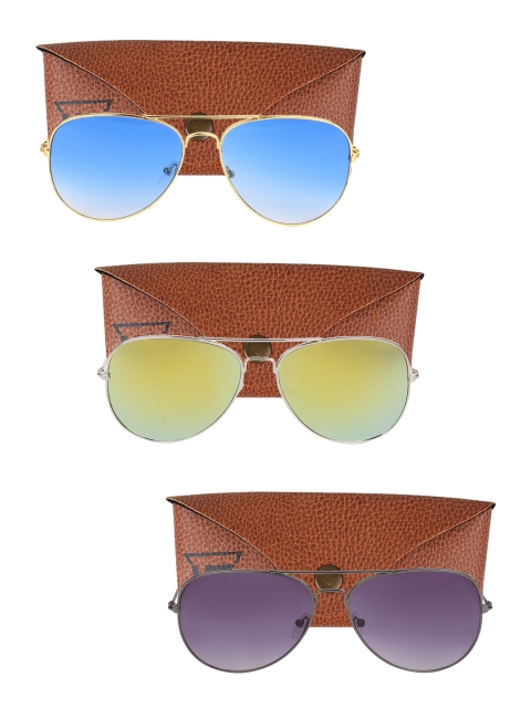 

Swiss Design Unisex Pack Of 3 Aviator Sunglasses SDSG119, Blue