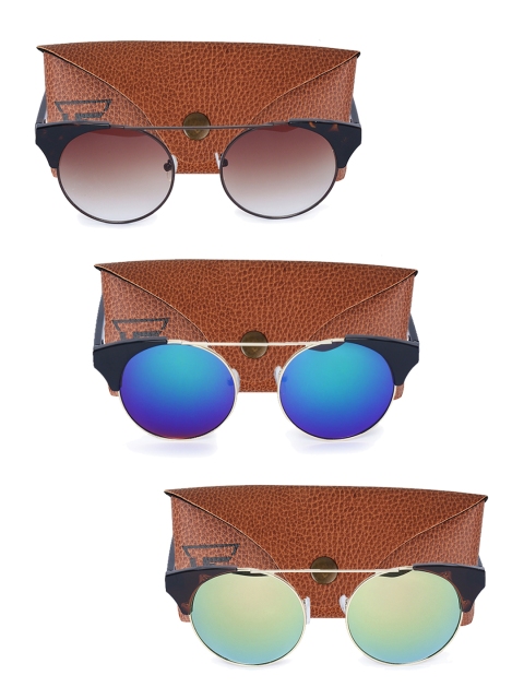 

Swiss Design Unisex Pack Of 3 Round Sunglasses SDSG22, Brown