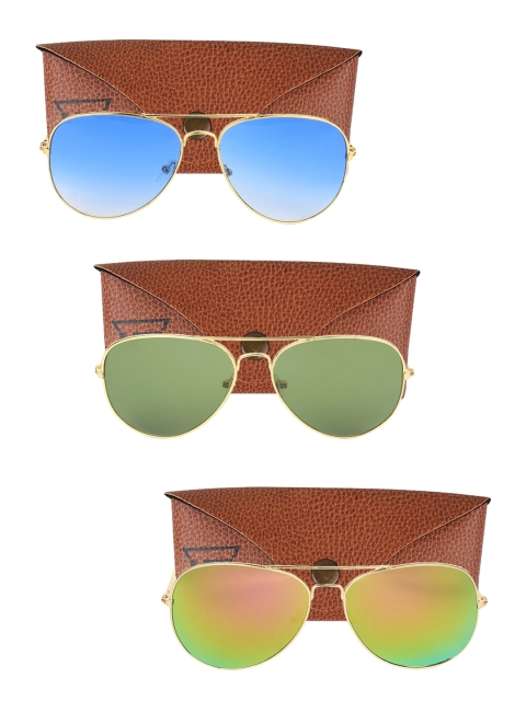 

Swiss Design Unisex Pack of 3 Aviator Sunglasses SDSG118, Blue