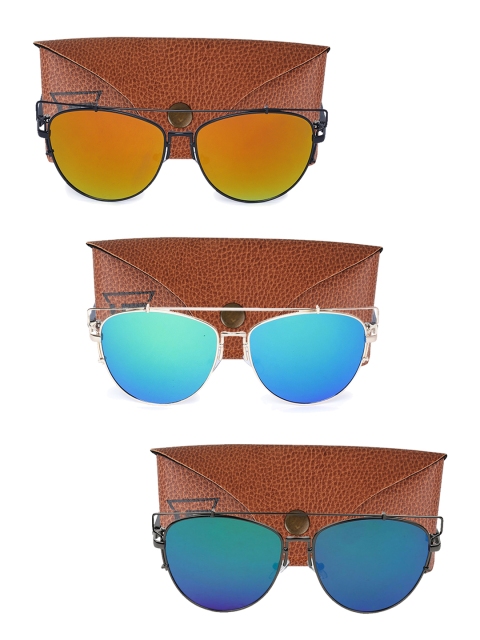

Swiss Design Unisex Set of 3 UV Protected Oval Sunglasses SDSG45, Orange