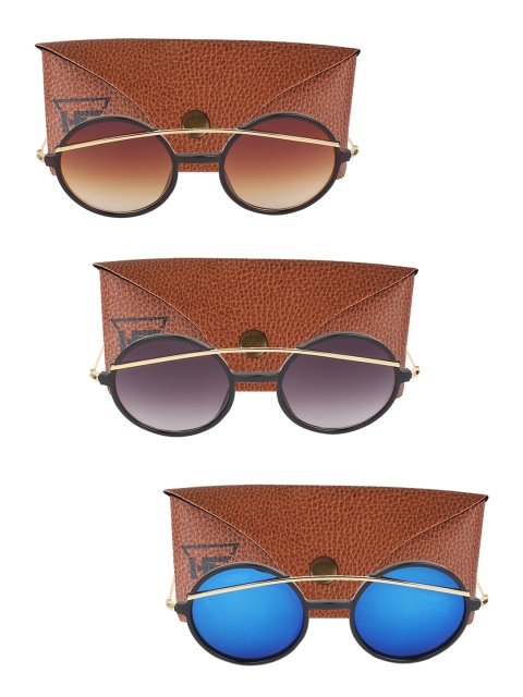 

Swiss Design Unisex Set Of 3 Round Sunglasses SDSG2, Blue