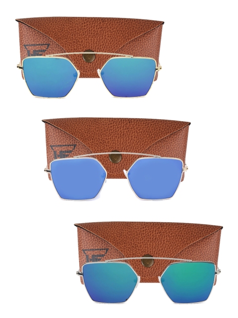 

Swiss Design Unisex Set Of 3 UV Protected Square Sunglasses SDSG78, Blue