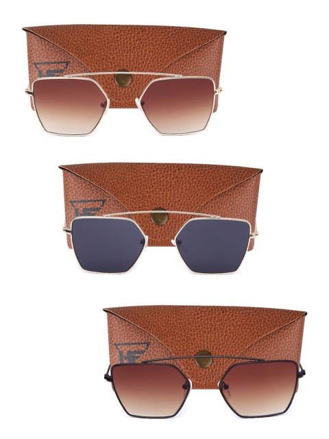 

Swiss Design Unisex Pack of 3 Square Sunglasses SDSG59, Brown