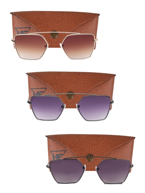

Swiss Design Unisex Pack Of 3 Browline UV Protected Sunglasses SDSG69, Brown