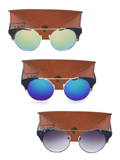 

Swiss Design Unisex Set of 3 UV Protected Round Sunglasses SDSG15, Green
