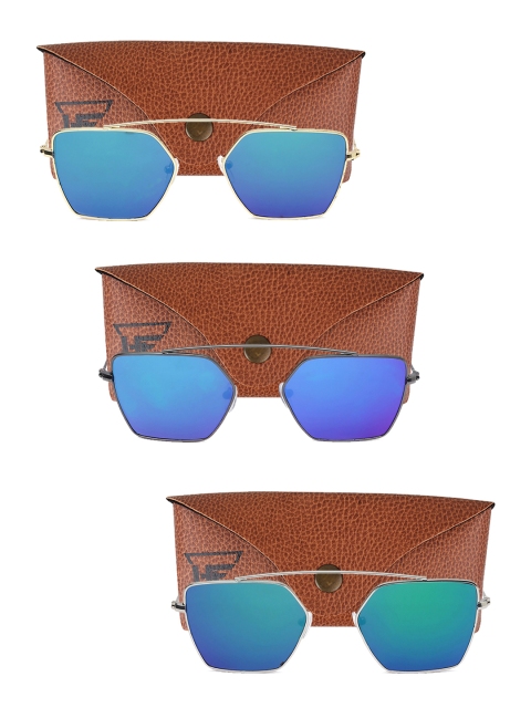 

Swiss Design Unisex Pack of 3 Square Sunglasses SDSG87, Blue
