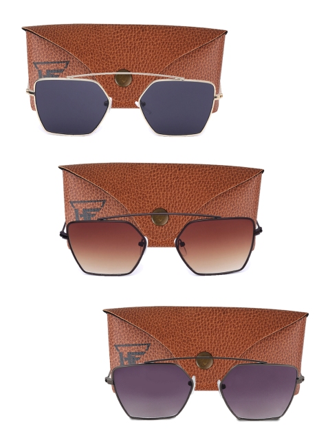 

Swiss Design Unisex Pack Of 3 Browline UV Protected Sunglasses SDSG73, Brown