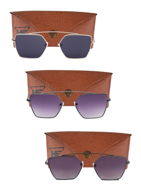 

Swiss Design Unisex Set of 3 UV Protected Stylized Square Sunglasses SDSG63, Grey