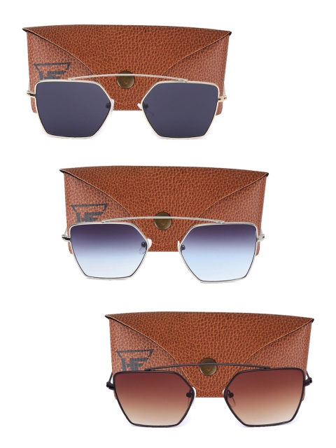 

Swiss Design Unisex Set Of 3 Square Sunglasses SDSG70, Brown