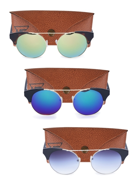 

Swiss Design Unisex Pack Of 3 Round Sunglasses SDSG14, Grey
