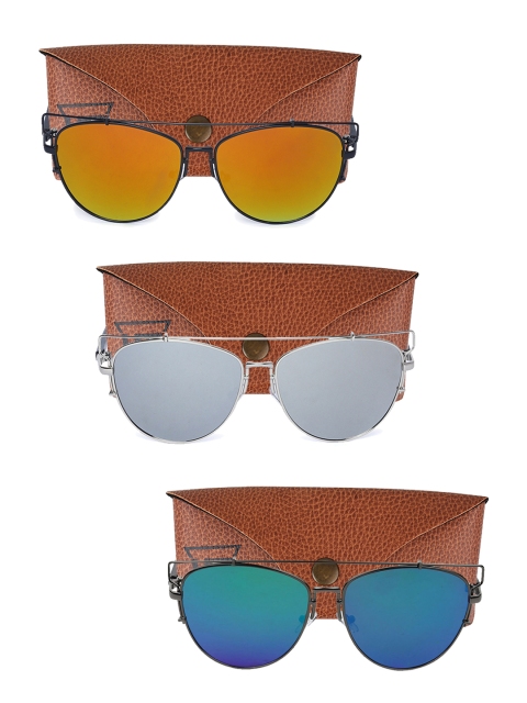 

Swiss Design Unisex Pack Of 3 Oval Sunglasses SDSG33, Orange