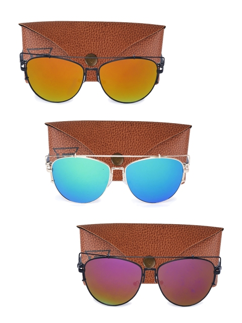 

Swiss Design Pack Of 3 Unisex Cateye UV Protected Sunglasses SDSG43, Orange