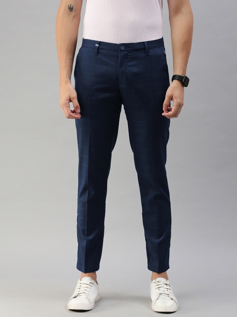 

Louis Philippe Sport Men Navy Blue Comfy Tapered Fit Self Design Regular Trousers