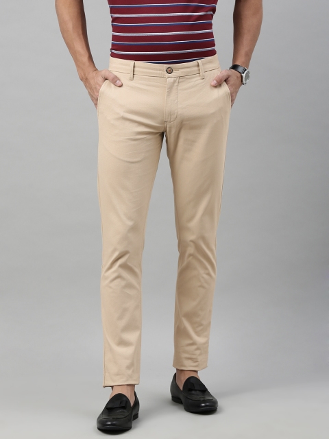 

Louis Philippe Sport Men Cream-Coloured Super Slim Fit Solid Regular Trousers