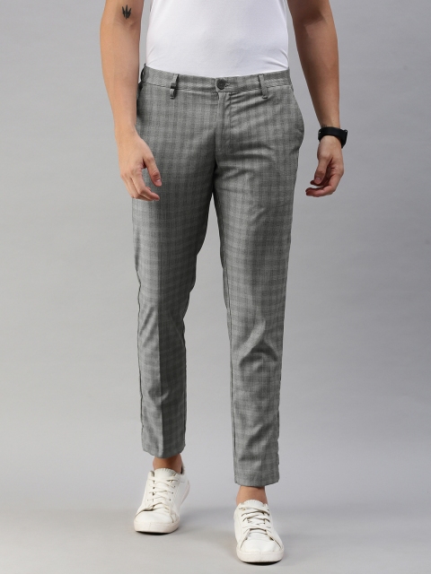 

Louis Philippe Sport Men Grey & White Tapered Fit Checked Regular Trousers