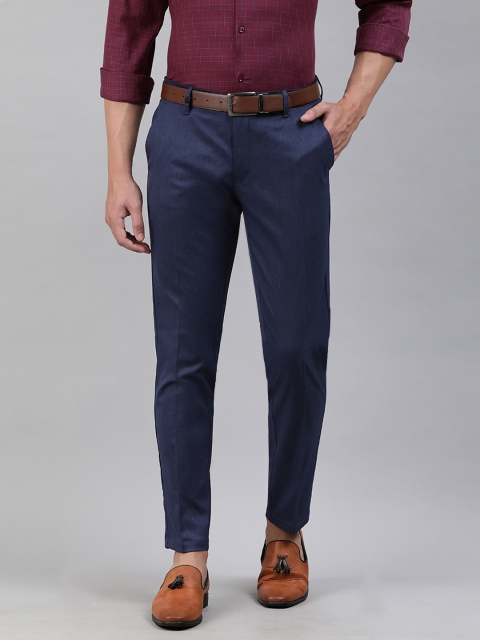 

Louis Philippe Sport Men Navy Blue Comfy Tapered Fit Solid Formal Trousers