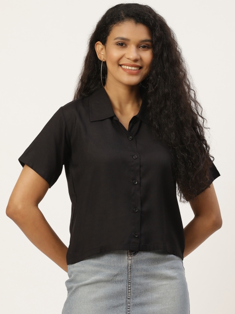

Trend Arrest Women Black Regular Fit Solid Casual Shirt