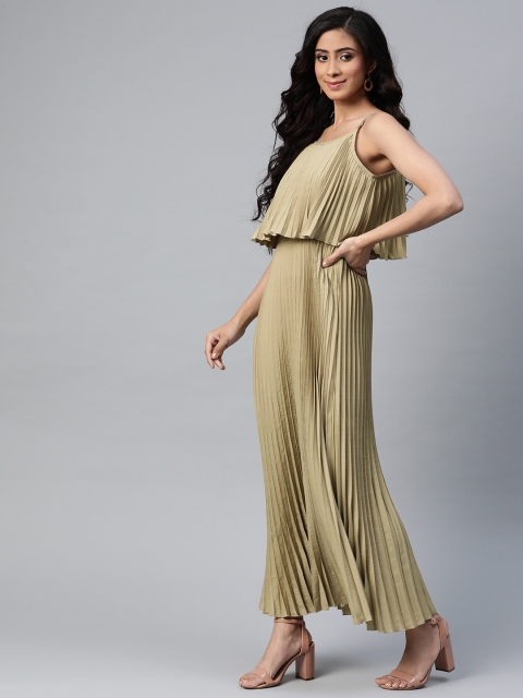 

SASSAFRAS Women Green Accordion Pleats Maxi Dress
