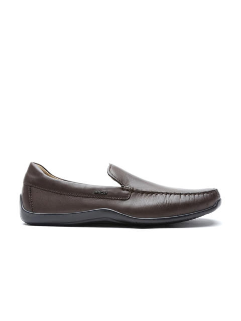 

GEOX Respira Men Coffee Brown Breathable Italian Patent Leather Loafers