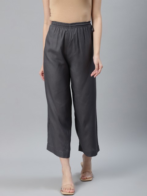 

Anubhutee Women Charcoal Grey Solid Straight Cropped Palazzos