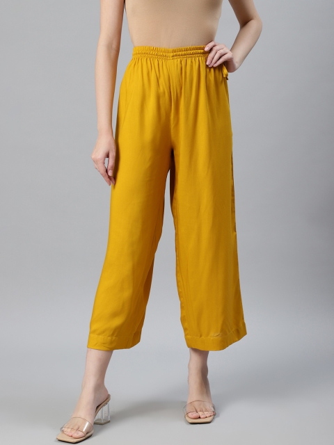 

Anubhutee Women Mustard Yellow Solid Straight Cropped Palazzos