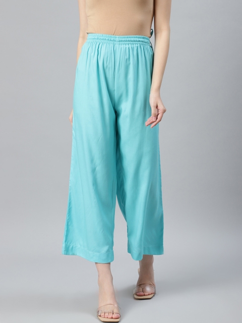 

Anubhutee Women Blue Solid Straight Cropped Palazzos