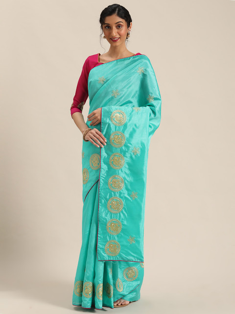 

Florence Blue & Golden Embroidered Saree
