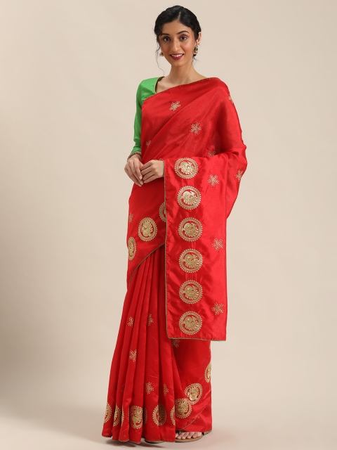 

Florence Red & Golden Embroidered Saree