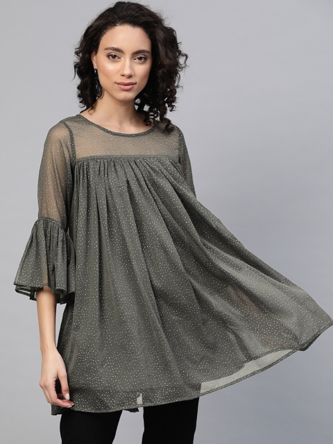

Ahalyaa Women Grey & Silver Printed Tunic