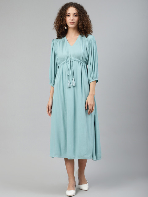 

Femella Women Blue Solid A-Line Dress