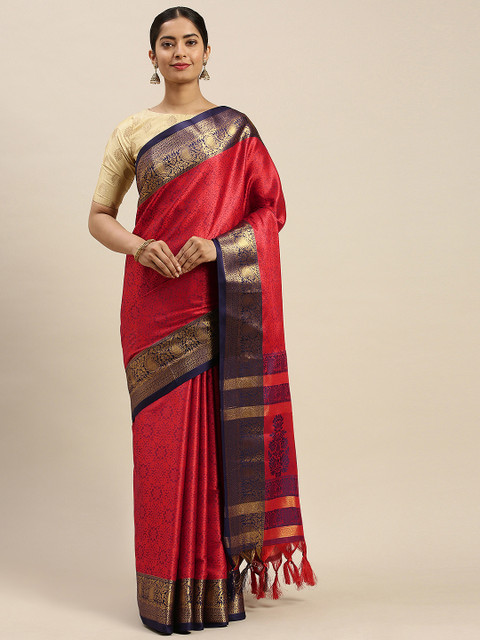 

Varanga Red & Navy Blue Woven Design Kanjeevaram Saree