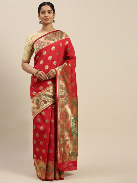 

Varanga Red & Golden Woven Design Kanjeevaram Saree