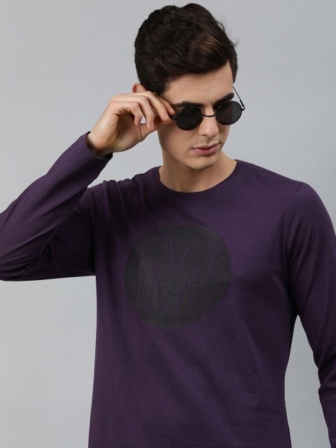 

MARCA Disati Men Purple Printed Round Neck T-shirt