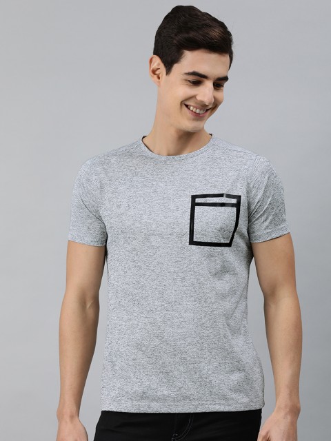 

MARCA Disati Men Grey Solid Round Neck T-shirt