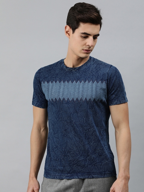 

MARCA Disati Men Blue Printed Round Neck T-shirt