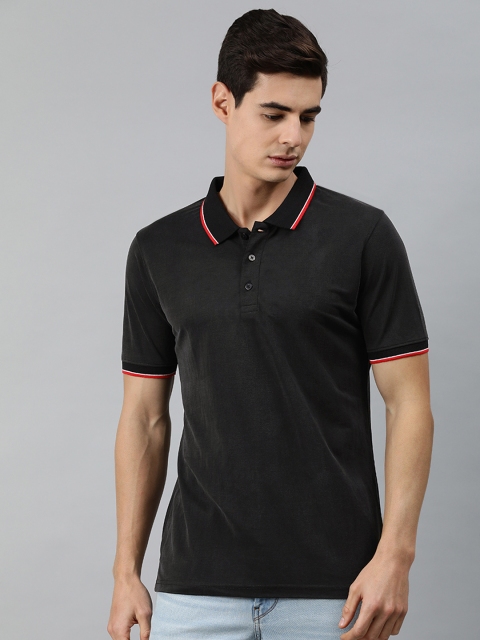

MARCA Disati Men Black Solid Polo Collar T-shirt