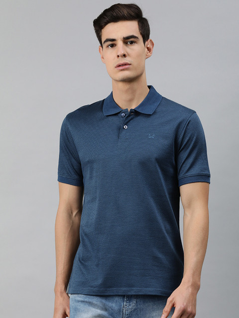 

MARCA Disati Men Navy Blue Self Design Polo Collar T-shirt