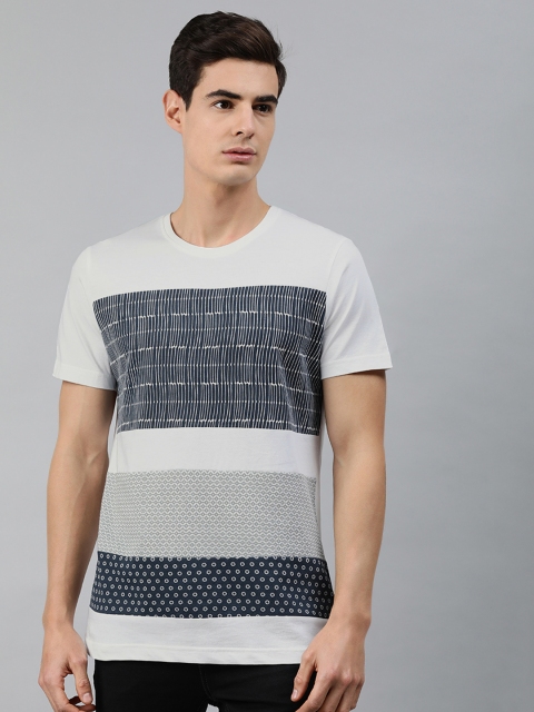

MARCA Disati Men White Colourblocked Round Neck T-shirt