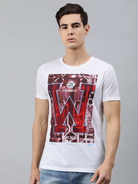 

MARCA Disati Men White Printed Round Neck T-shirt