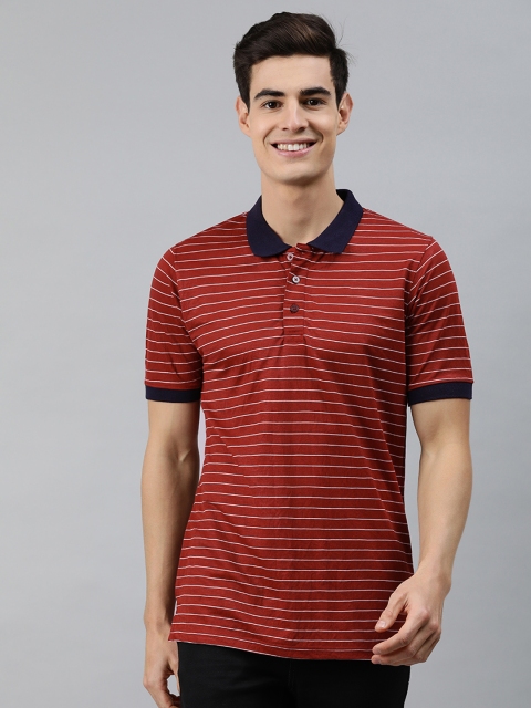

MARCA Disati Men Red Striped Polo Collar T-shirt