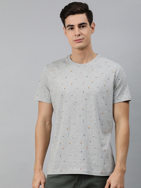 

MARCA Disati Men Grey & Blue Printed Round Neck T-shirt
