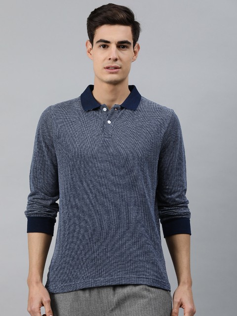 

MARCA Disati Men Navy Blue Self Design Polo Collar T-shirt