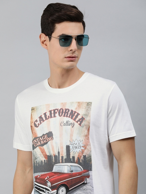 

MARCA Disati Men White Printed Round Neck T-shirt
